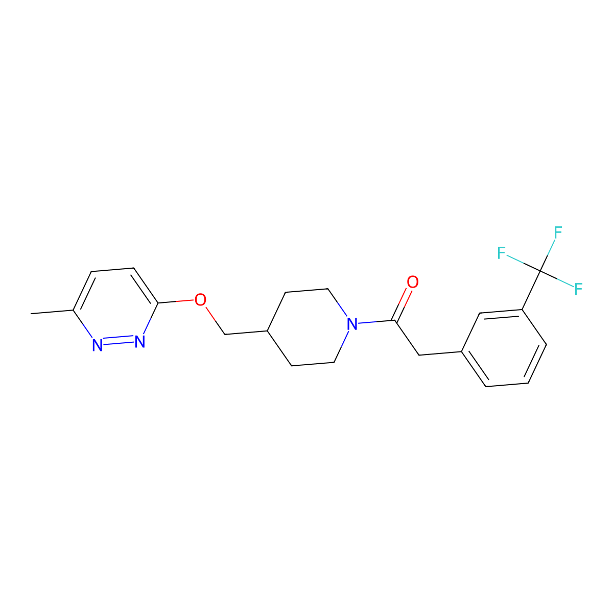 1-(4-{[(6-Methylpyridazin-3-yl)oxy]methyl}piperidin-1-yl)-2-[3-(trifluoromethyl)phenyl]ethan-1-one molecular structure, CAS 2380058-44-4