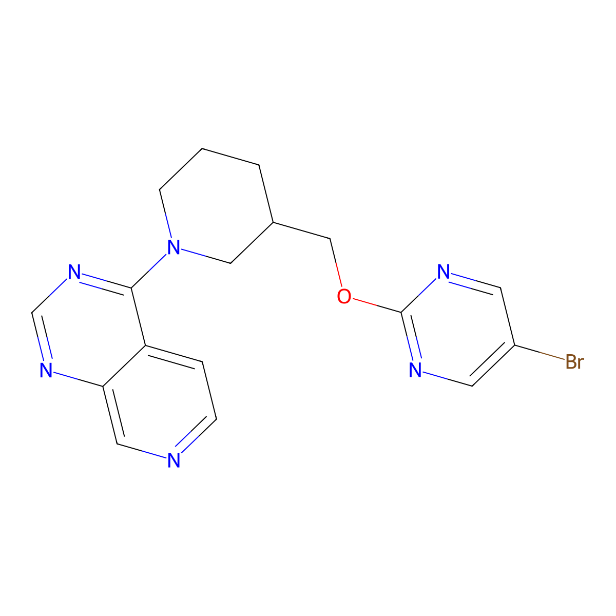 5-Bromo-2-[(1-{pyrido[3,4-d]pyrimidin-4-yl}piperidin-3-yl)methoxy]pyrimidine molecular structure, CAS 2380058-51-3