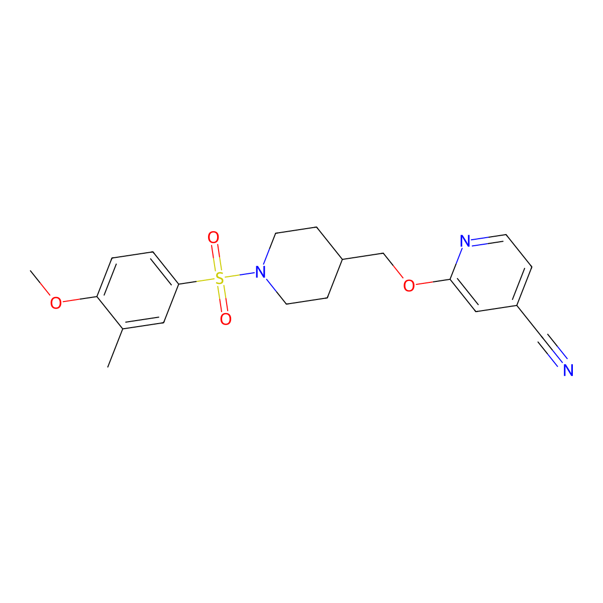 2-{[1-(4-Methoxy-3-methylbenzenesulfonyl)piperidin-4-yl]methoxy}pyridine-4-carbonitrile molecular structure, CAS 2380058-56-8