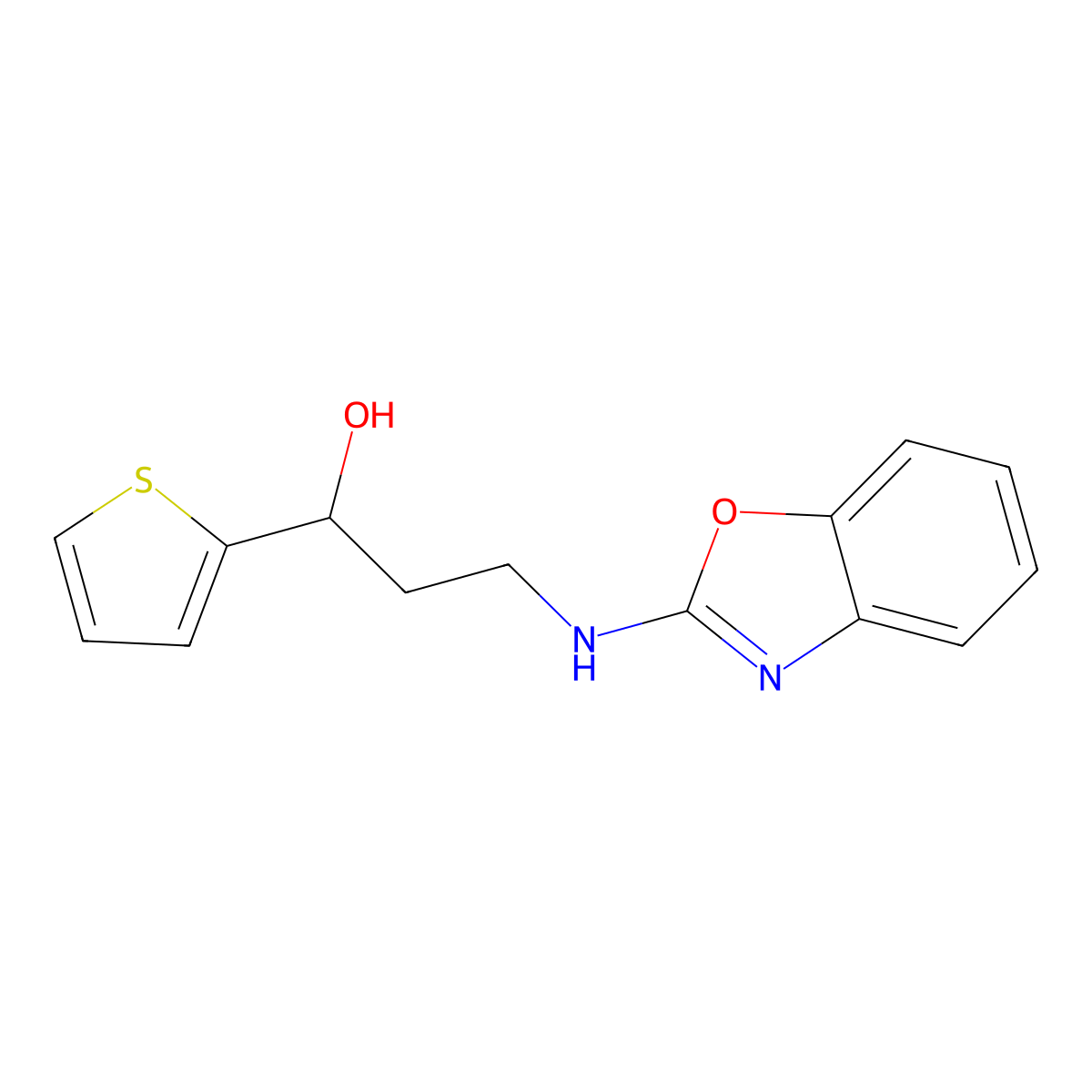 3-[(1,3-Benzoxazol-2-yl)amino]-1-(thiophen-2-yl)propan-1-ol molecular structure, CAS 2380058-57-9