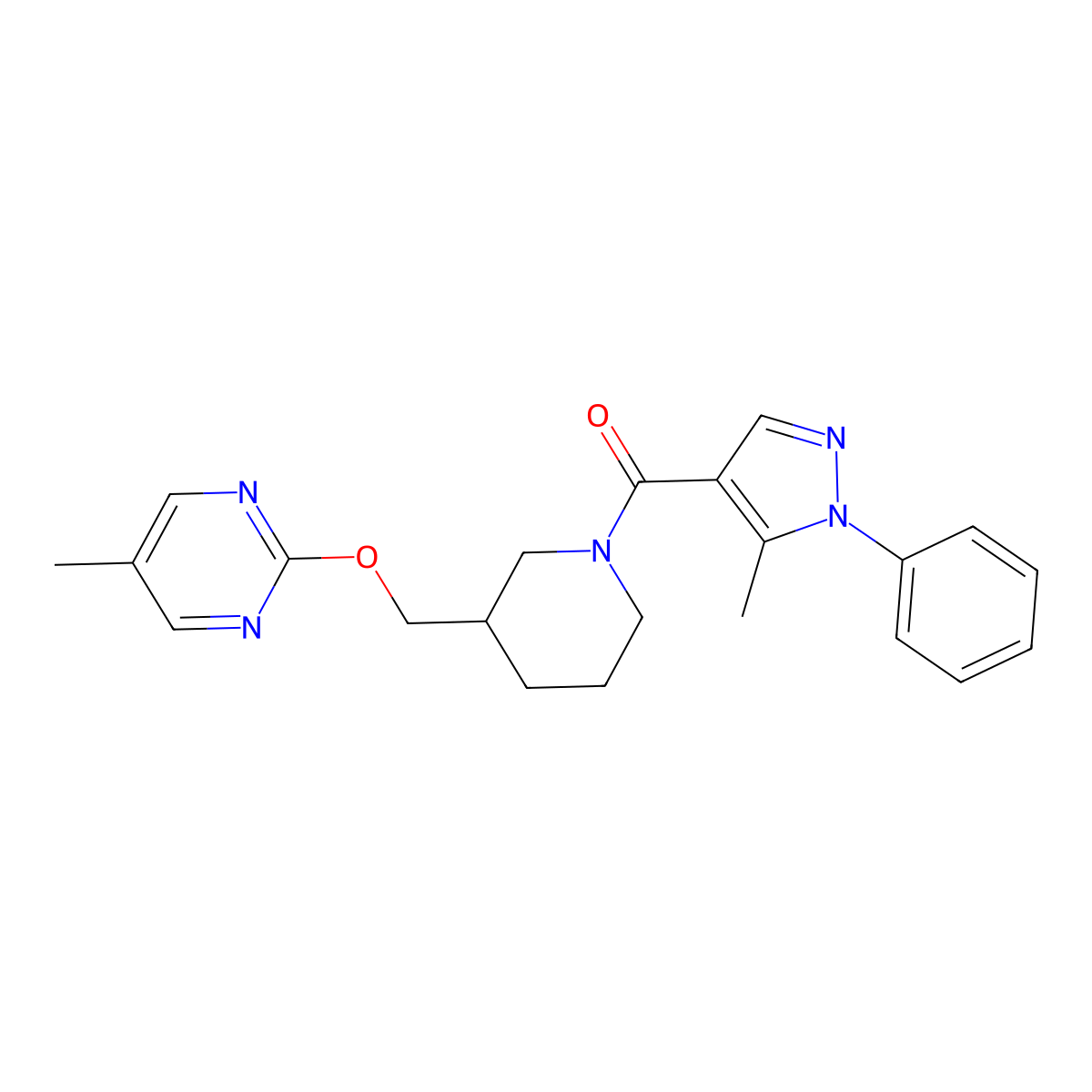 5-methyl-2-{[1-(5-methyl-1-phenyl-1H-pyrazole-4-carbonyl)piperidin-3-yl]methoxy}pyrimidine molecular structure, CAS 2380058-69-3
