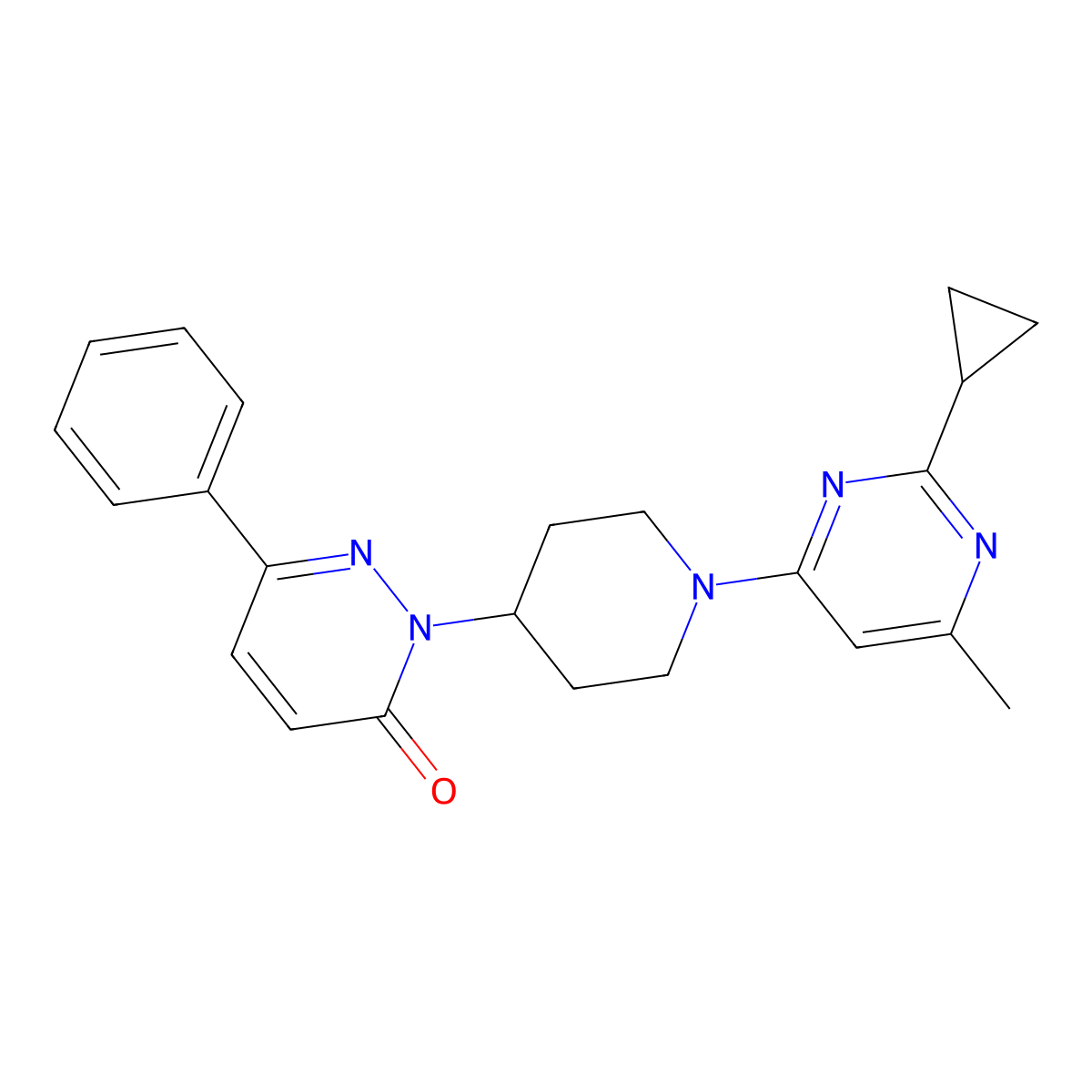 2-[1-(2-Cyclopropyl-6-methylpyrimidin-4-yl)piperidin-4-yl]-6-phenyl-2,3-dihydropyridazin-3-one molecular structure, CAS 2380058-70-6