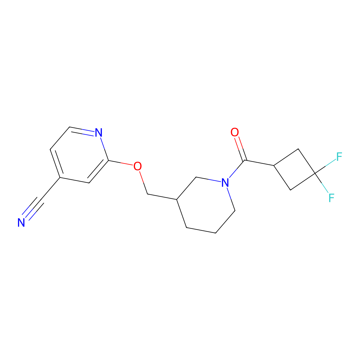 2-{[1-(3,3-Difluorocyclobutanecarbonyl)piperidin-3-yl]methoxy}pyridine-4-carbonitrile molecular structure, CAS 2380058-79-5
