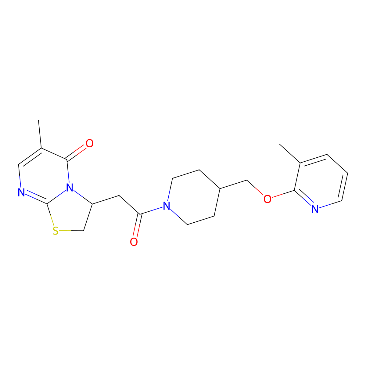 6-methyl-3-[2-(4-{[(3-methylpyridin-2-yl)oxy]methyl}piperidin-1-yl)-2-oxoethyl]-2H,3H,5H-[1,3]thiazolo[3,2-a]pyrimidin-5-one molecular structure, CAS 2380058-82-0