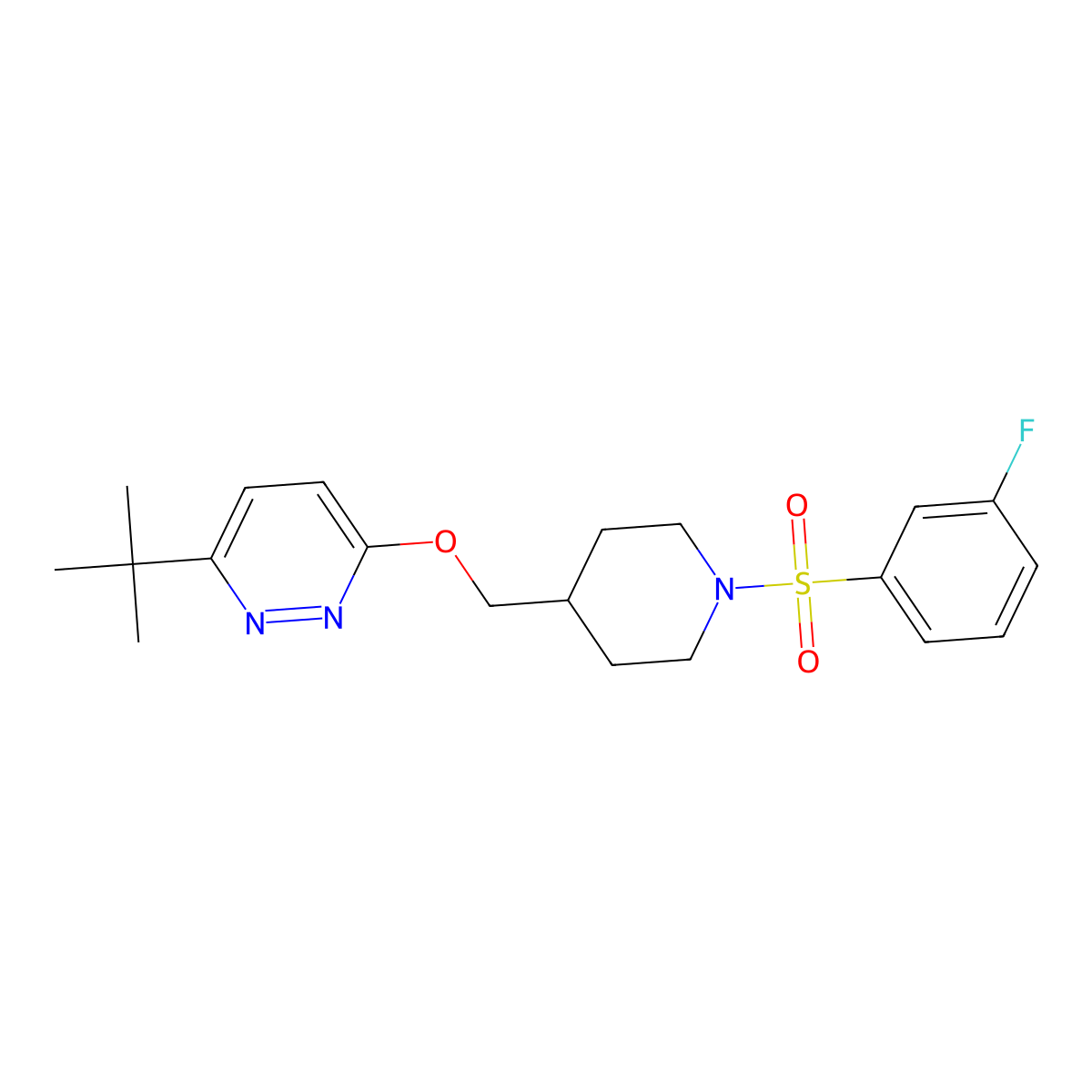 3-Tert-butyl-6-{[1-(3-fluorobenzenesulfonyl)piperidin-4-yl]methoxy}pyridazine molecular structure, CAS 2380058-89-7