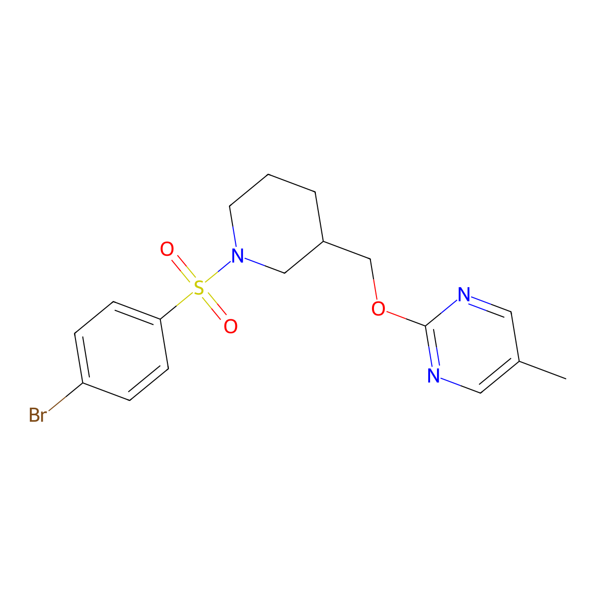 2-{[1-(4-Bromobenzenesulfonyl)piperidin-3-yl]methoxy}-5-methylpyrimidine molecular structure, CAS 2380058-91-1