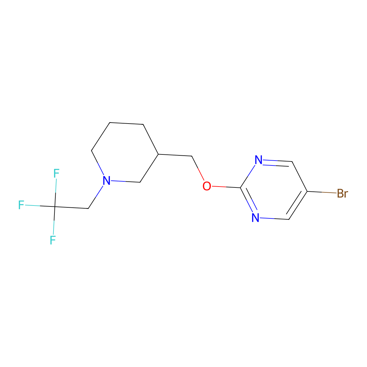 5-Bromo-2-{[1-(2,2,2-trifluoroethyl)piperidin-3-yl]methoxy}pyrimidine molecular structure, CAS 2380058-93-3