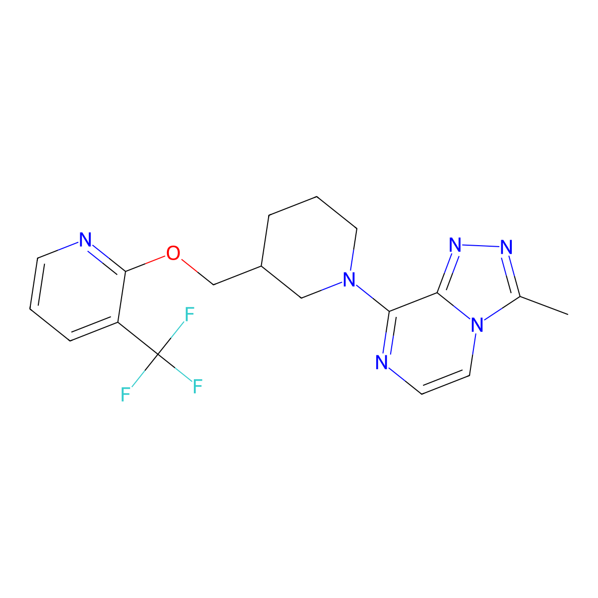 2-[(1-{3-Methyl-[1,2,4]triazolo[4,3-a]pyrazin-8-yl}piperidin-3-yl)methoxy]-3-(trifluoromethyl)pyridine molecular structure, CAS 2380059-04-9