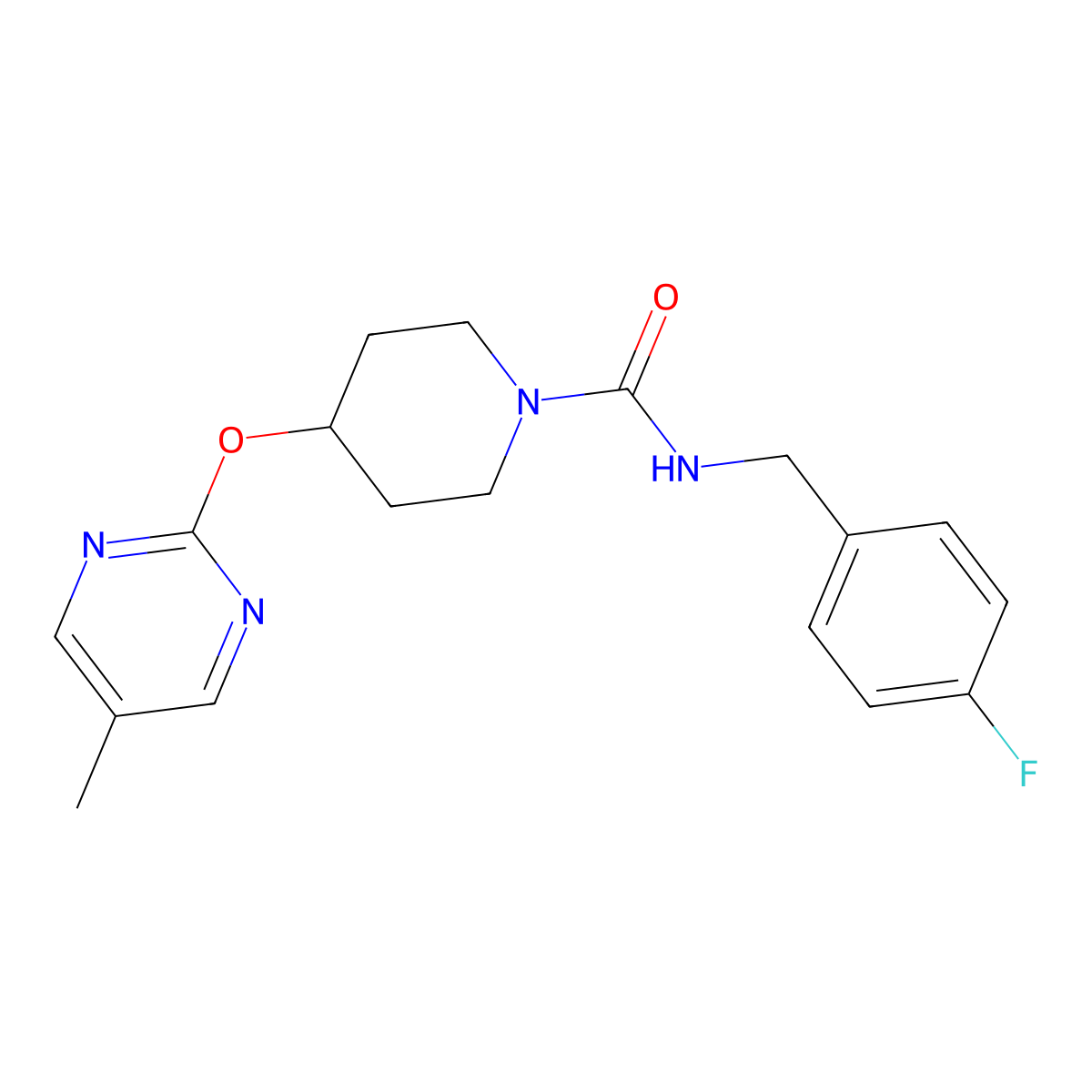 N-[(4-fluorophenyl)methyl]-4-[(5-methylpyrimidin-2-yl)oxy]piperidine-1-carboxamide molecular structure, CAS 2380059-06-1