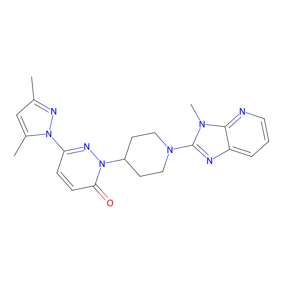 6-(3,5-dimethyl-1H-pyrazol-1-yl)-2-(1-{3-methyl-3H-imidazo[4,5-b]pyridin-2-yl}piperidin-4-yl)-2,3-dihydropyridazin-3-one molecular structure, CAS 2380059-14-1