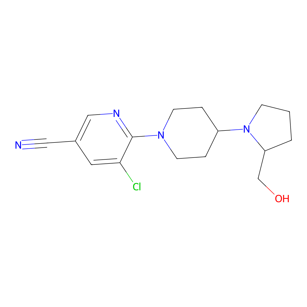 5-Chloro-6-{4-[2-(hydroxymethyl)pyrrolidin-1-yl]piperidin-1-yl}pyridine-3-carbonitrile molecular structure, CAS 2380059-17-4