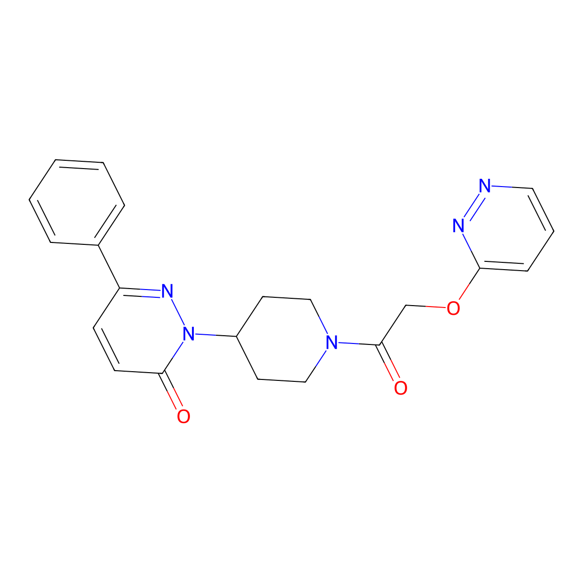 6-Phenyl-2-{1-[2-(pyridazin-3-yloxy)acetyl]piperidin-4-yl}-2,3-dihydropyridazin-3-one molecular structure, CAS 2380059-18-5