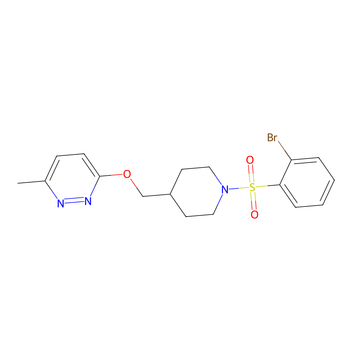 3-{[1-(2-Bromobenzenesulfonyl)piperidin-4-yl]methoxy}-6-methylpyridazine molecular structure, CAS 2380059-22-1