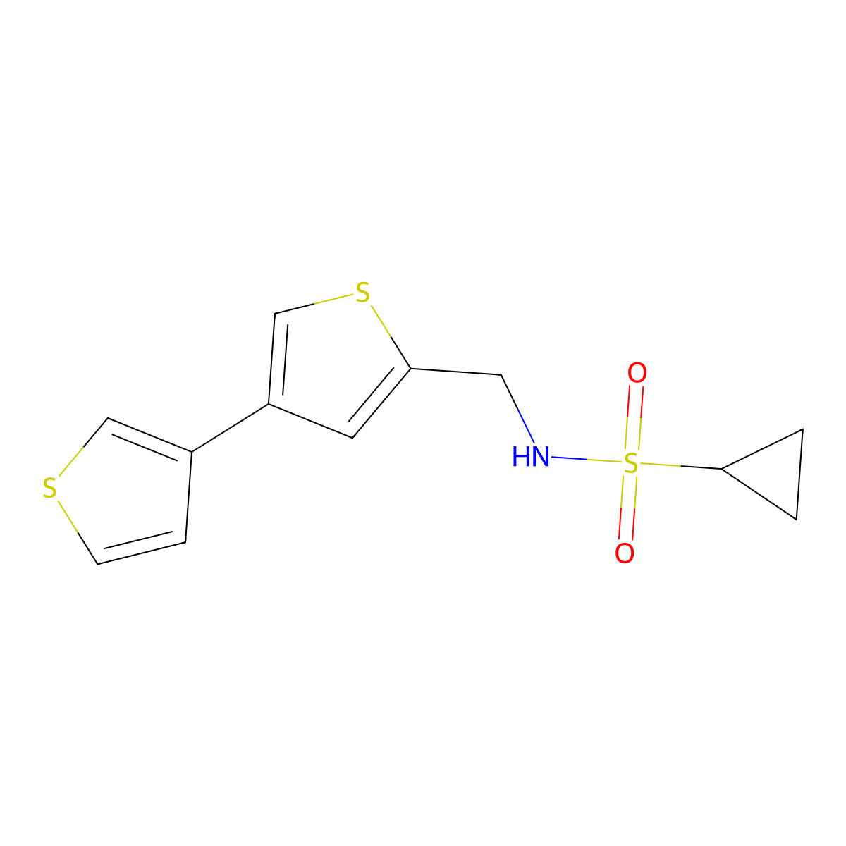 N-({[3,3'-bithiophene]-5-yl}methyl)cyclopropanesulfonamide molecular structure, CAS 2380059-24-3