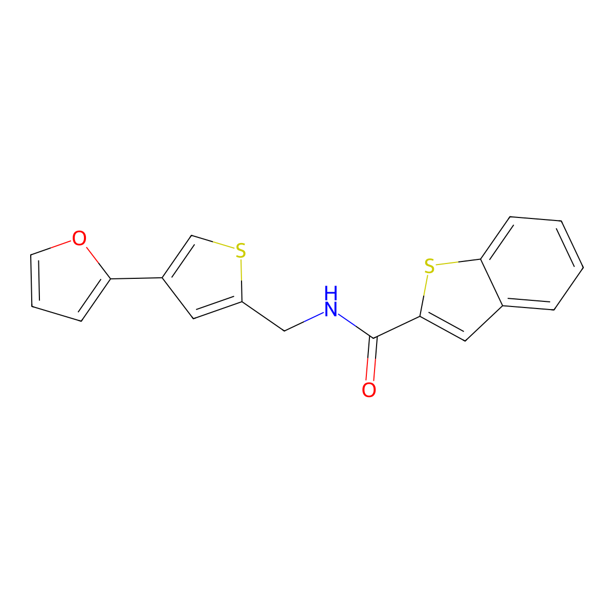 N-{[4-(furan-2-yl)thiophen-2-yl]methyl}-1-benzothiophene-2-carboxamide molecular structure, CAS 2380059-30-1