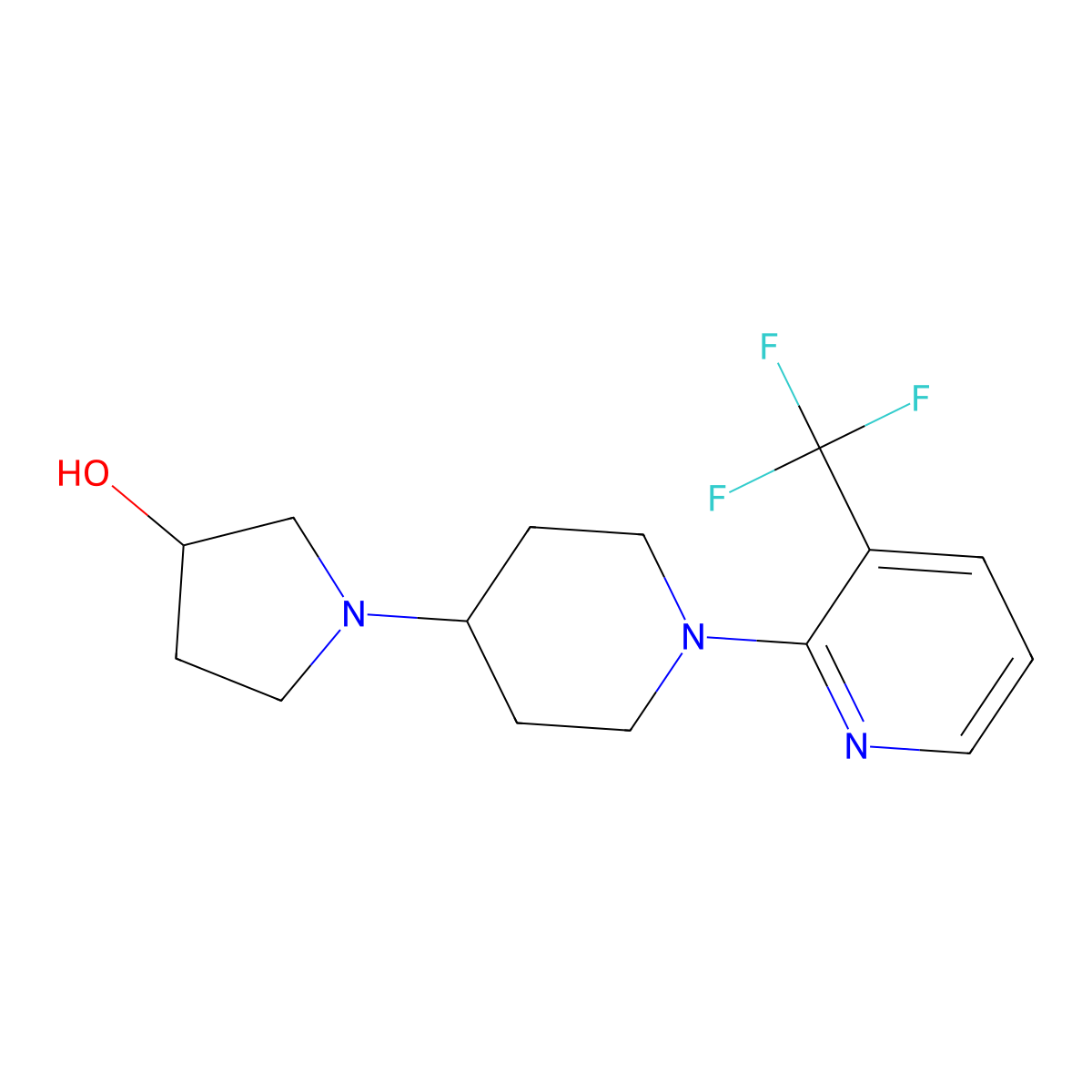 1-{1-[3-(Trifluoromethyl)pyridin-2-yl]piperidin-4-yl}pyrrolidin-3-ol molecular structure, CAS 2380059-33-4