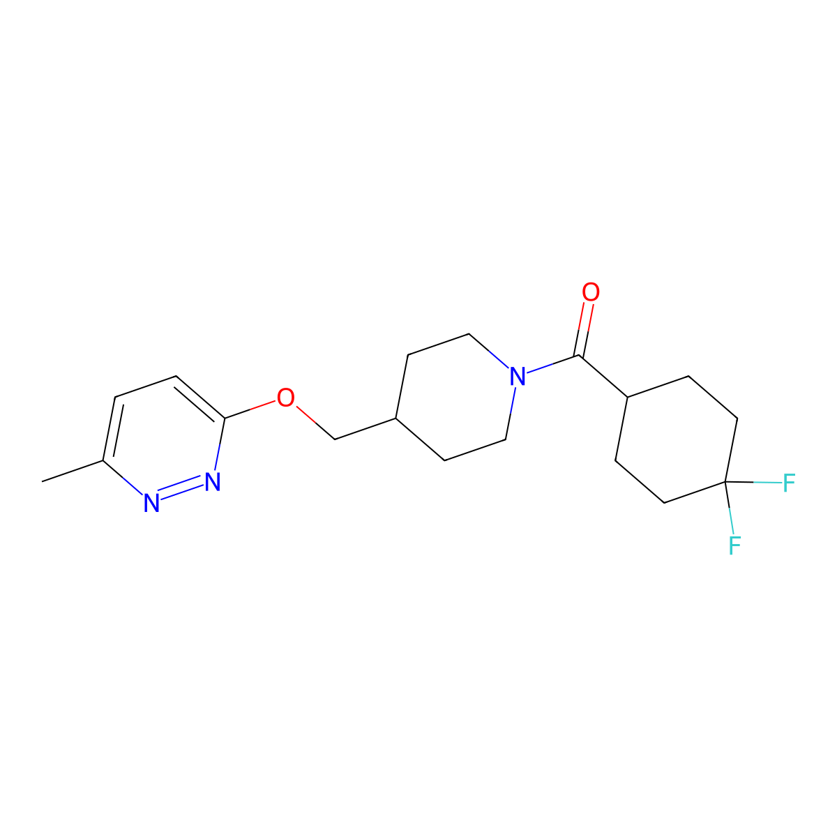 3-{[1-(4,4-Difluorocyclohexanecarbonyl)piperidin-4-yl]methoxy}-6-methylpyridazine molecular structure, CAS 2380059-39-0