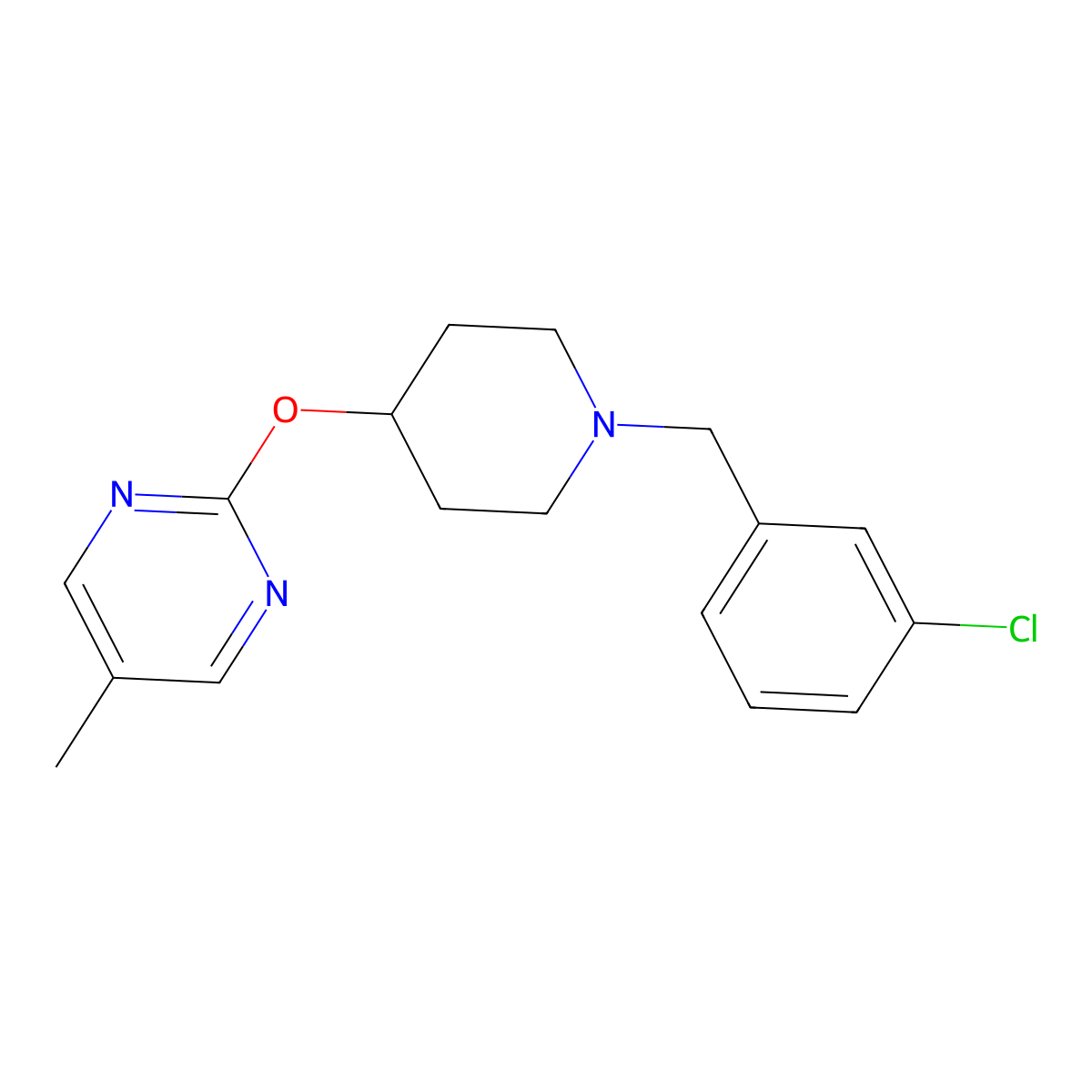 2-({1-[(3-Chlorophenyl)methyl]piperidin-4-yl}oxy)-5-methylpyrimidine molecular structure, CAS 2380059-43-6