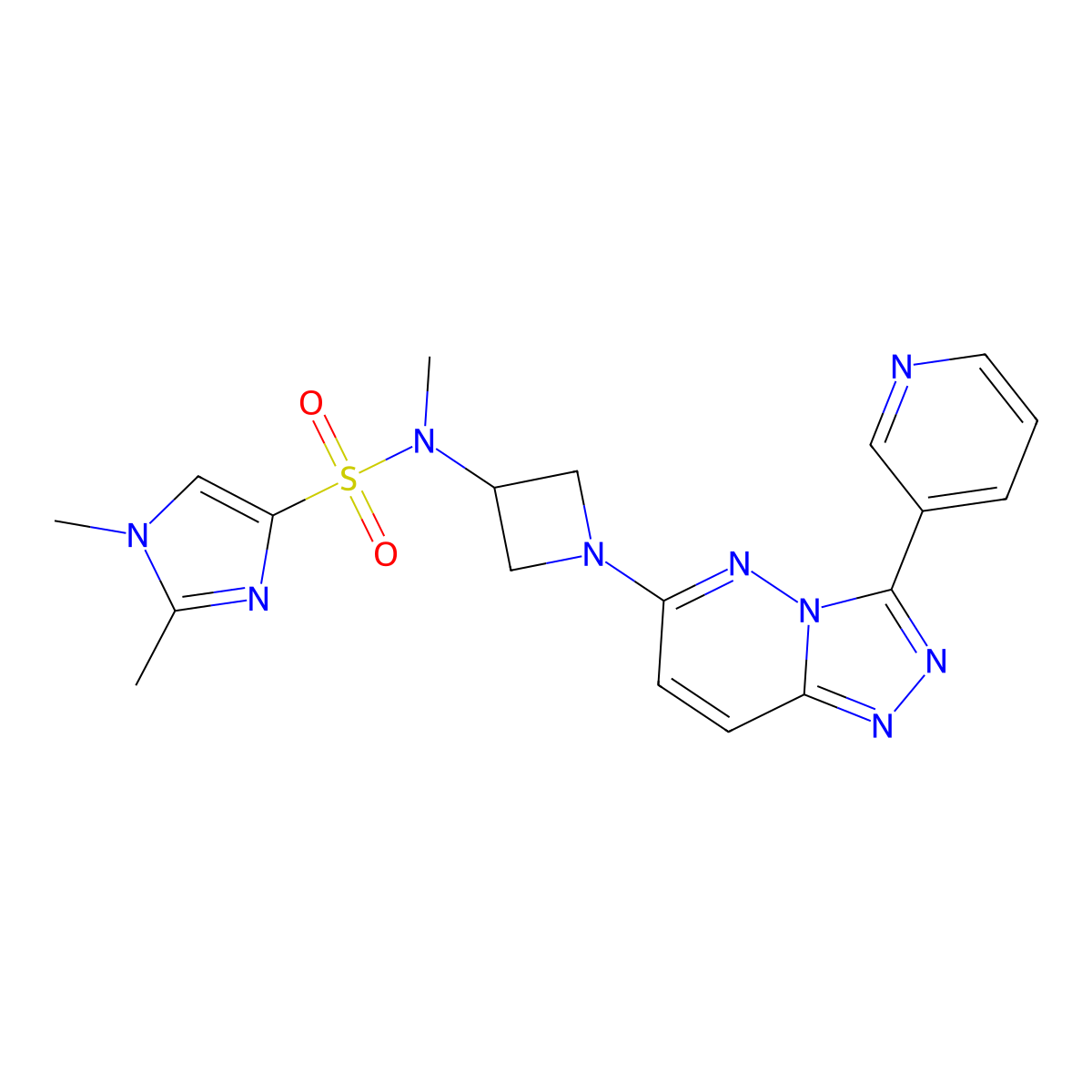 N,1,2-trimethyl-N-{1-[3-(pyridin-3-yl)-[1,2,4]triazolo[4,3-b]pyridazin-6-yl]azetidin-3-yl}-1H-imidazole-4-sulfonamide molecular structure, CAS 2380059-47-0