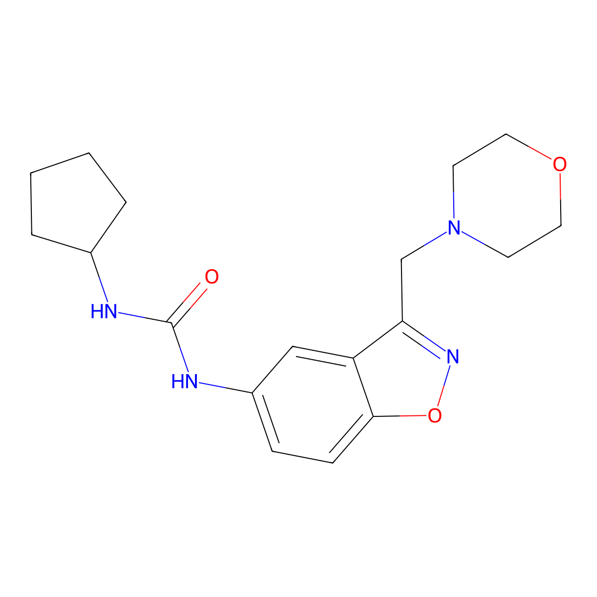 1-Cyclopentyl-3-{3-[(morpholin-4-yl)methyl]-1,2-benzoxazol-5-yl}urea molecular structure, CAS 2380059-49-2