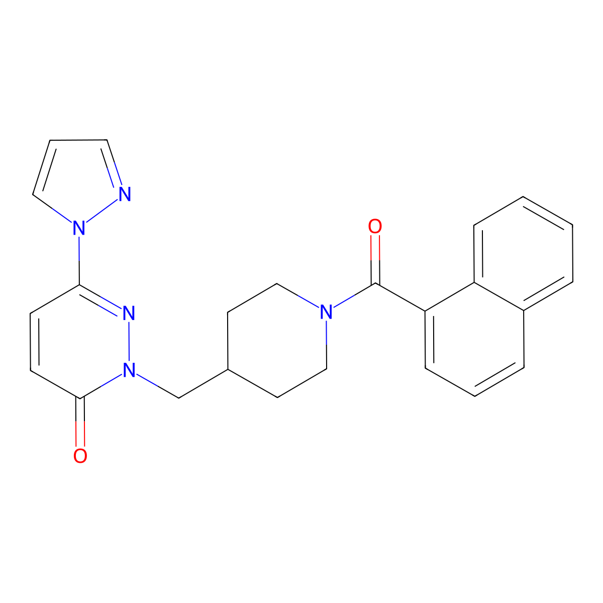 2-{[1-(naphthalene-1-carbonyl)piperidin-4-yl]methyl}-6-(1H-pyrazol-1-yl)-2,3-dihydropyridazin-3-one molecular structure, CAS 2380059-58-3