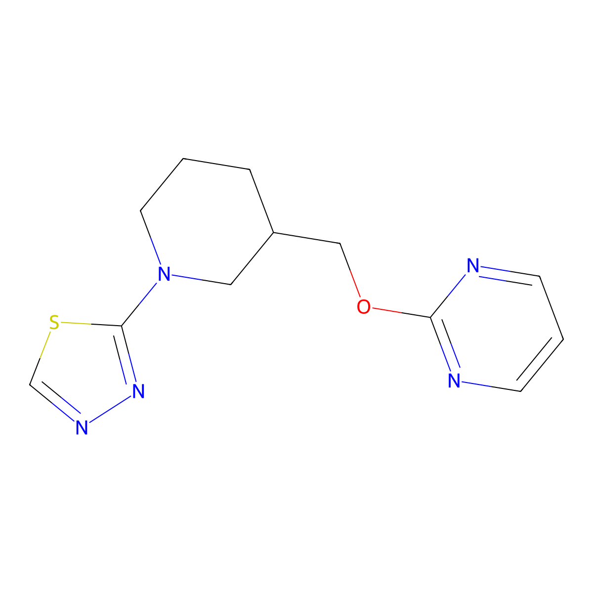 2-{[1-(1,3,4-Thiadiazol-2-yl)piperidin-3-yl]methoxy}pyrimidine molecular structure, CAS 2380059-60-7