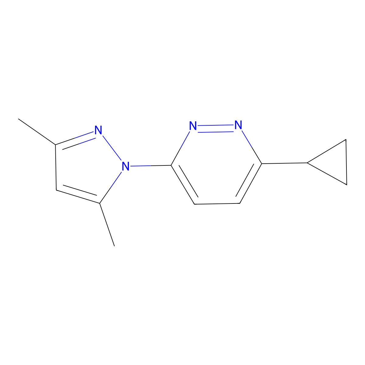 3-cyclopropyl-6-(3,5-dimethyl-1H-pyrazol-1-yl)pyridazine molecular structure, CAS 2380059-65-2