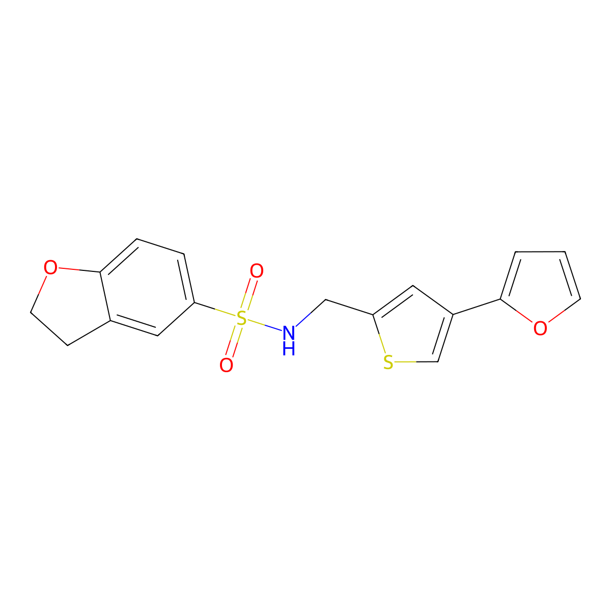 N-{[4-(furan-2-yl)thiophen-2-yl]methyl}-2,3-dihydro-1-benzofuran-5-sulfonamide molecular structure, CAS 2380059-79-8