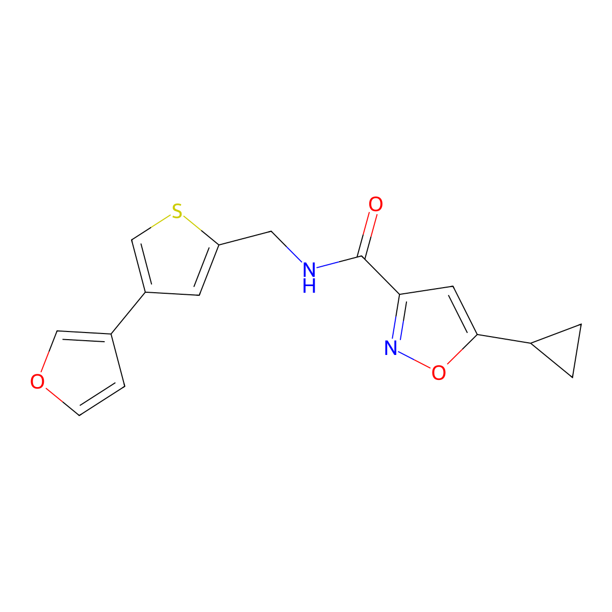 5-cyclopropyl-N-{[4-(furan-3-yl)thiophen-2-yl]methyl}-1,2-oxazole-3-carboxamide molecular structure, CAS 2380059-90-3