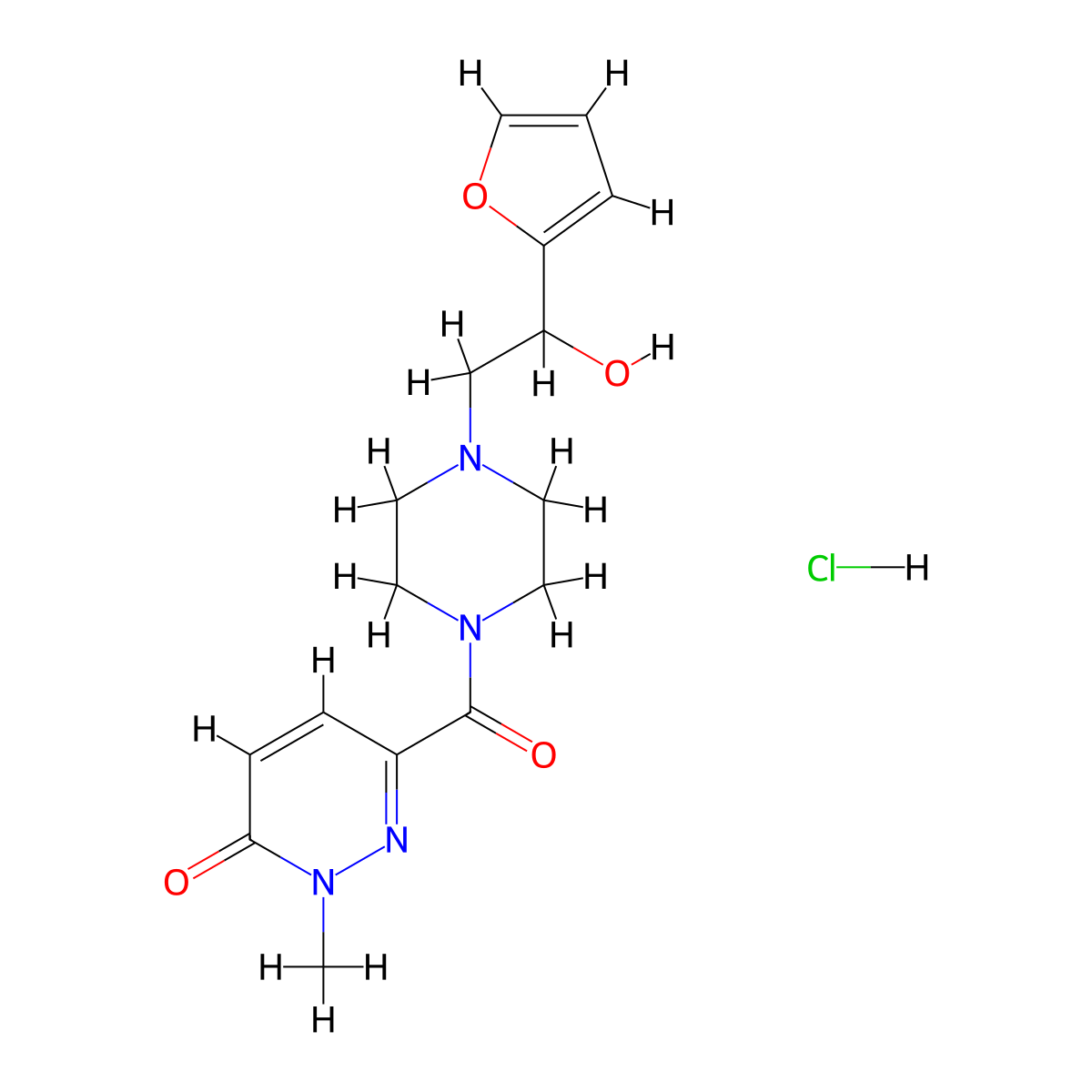 6-{4-[2-(Furan-2-yl)-2-hydroxyethyl]piperazine-1-carbonyl}-2-methyl-2,3-dihydropyridazin-3-one hydrochloride molecular structure, CAS 2380059-94-7