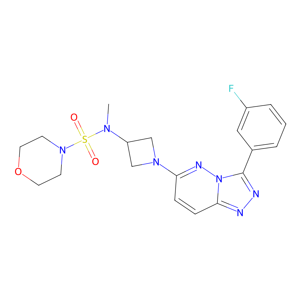N-{1-[3-(3-fluorophenyl)-[1,2,4]triazolo[4,3-b]pyridazin-6-yl]azetidin-3-yl}-N-methylmorpholine-4-sulfonamide molecular structure, CAS 2380059-96-9
