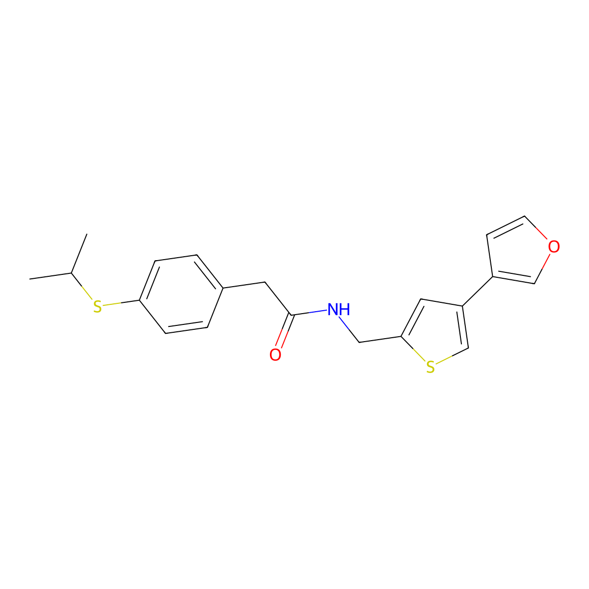 N-{[4-(furan-3-yl)thiophen-2-yl]methyl}-2-[4-(propan-2-ylsulfanyl)phenyl]acetamide molecular structure, CAS 2380059-98-1