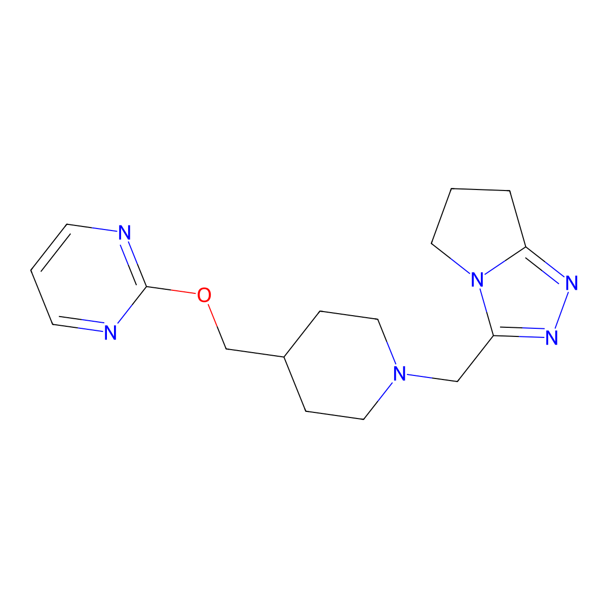 2-{[1-({5H,6H,7H-pyrrolo[2,1-c][1,2,4]triazol-3-yl}methyl)piperidin-4-yl]methoxy}pyrimidine molecular structure, CAS 2380060-02-4