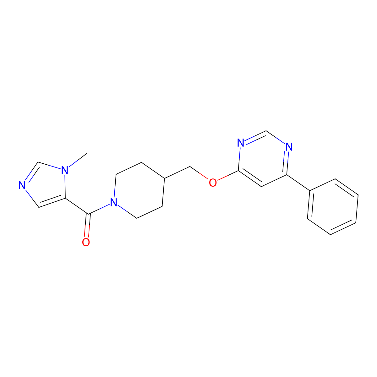 4-{[1-(1-methyl-1H-imidazole-5-carbonyl)piperidin-4-yl]methoxy}-6-phenylpyrimidine molecular structure, CAS 2380060-36-4
