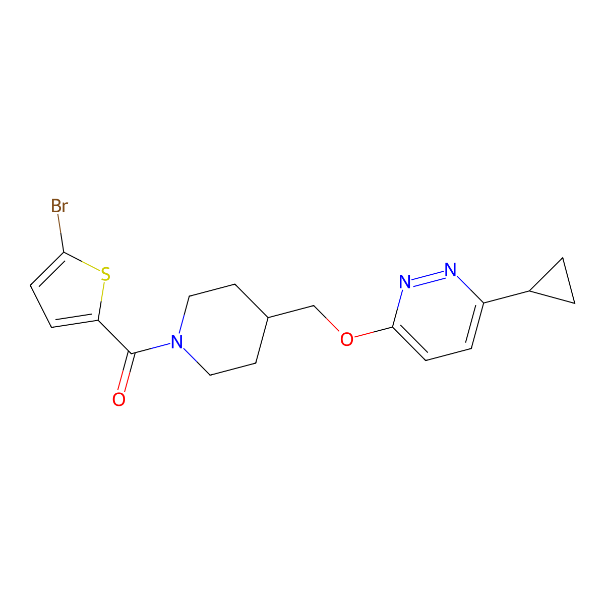 3-{[1-(5-Bromothiophene-2-carbonyl)piperidin-4-yl]methoxy}-6-cyclopropylpyridazine molecular structure, CAS 2380060-37-5