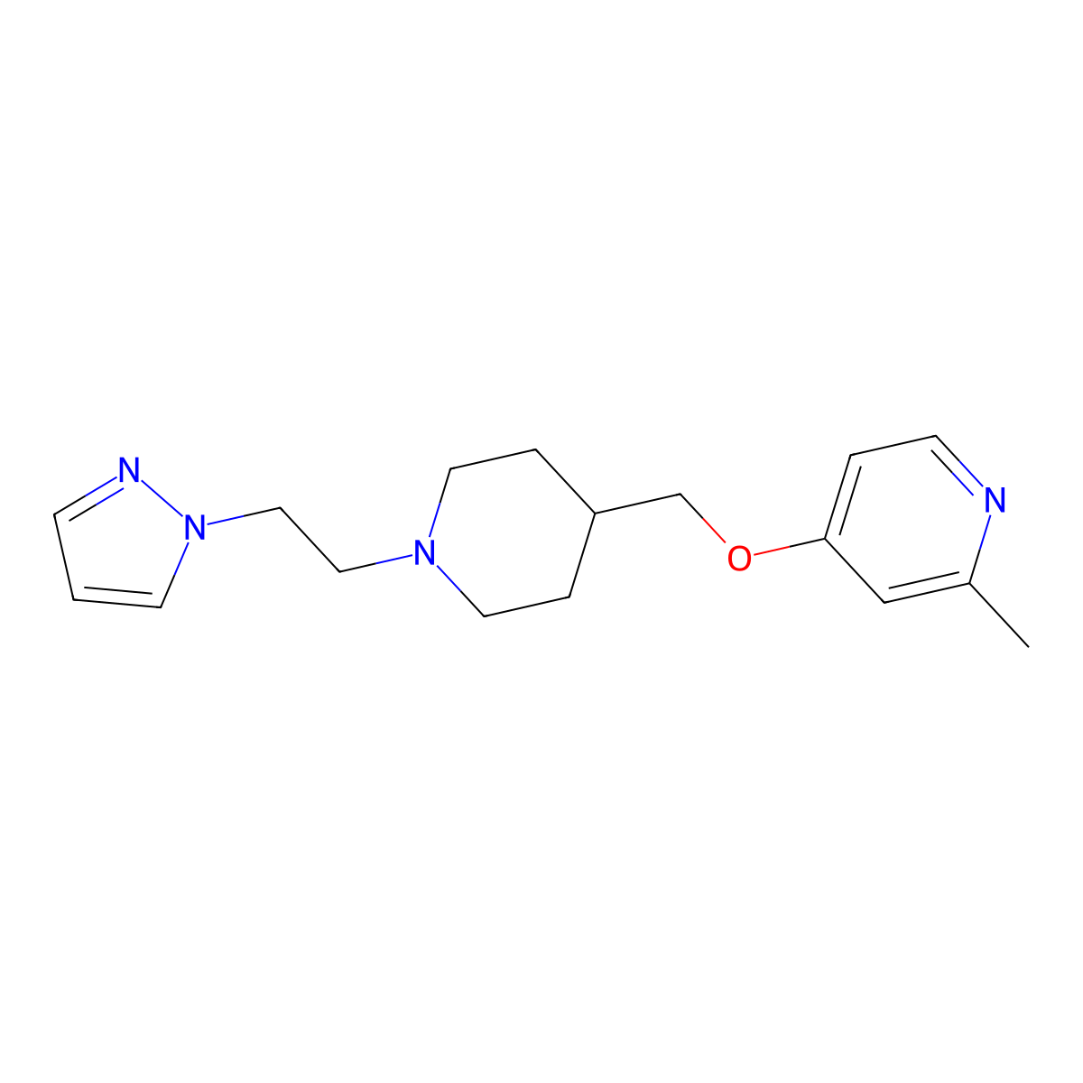 2-methyl-4-({1-[2-(1H-pyrazol-1-yl)ethyl]piperidin-4-yl}methoxy)pyridine molecular structure, CAS 2380060-42-2