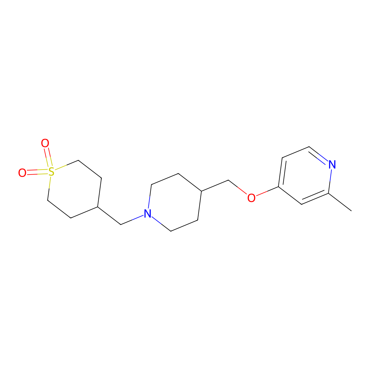 4-[(4-{[(2-Methylpyridin-4-yl)oxy]methyl}piperidin-1-yl)methyl]-1lambda6-thiane-1,1-dione molecular structure, CAS 2380060-44-4