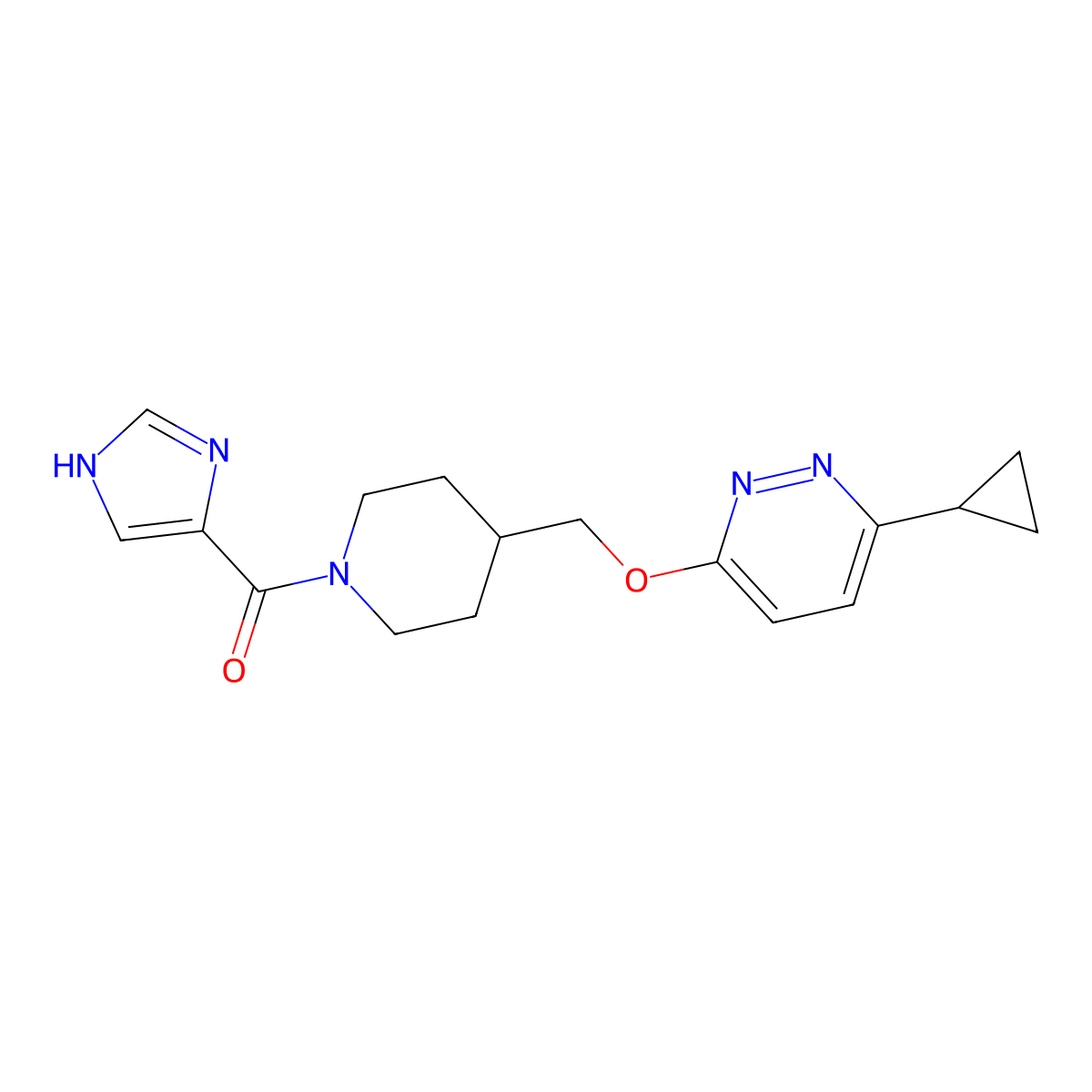 3-cyclopropyl-6-{[1-(1H-imidazole-4-carbonyl)piperidin-4-yl]methoxy}pyridazine molecular structure, CAS 2380060-50-2