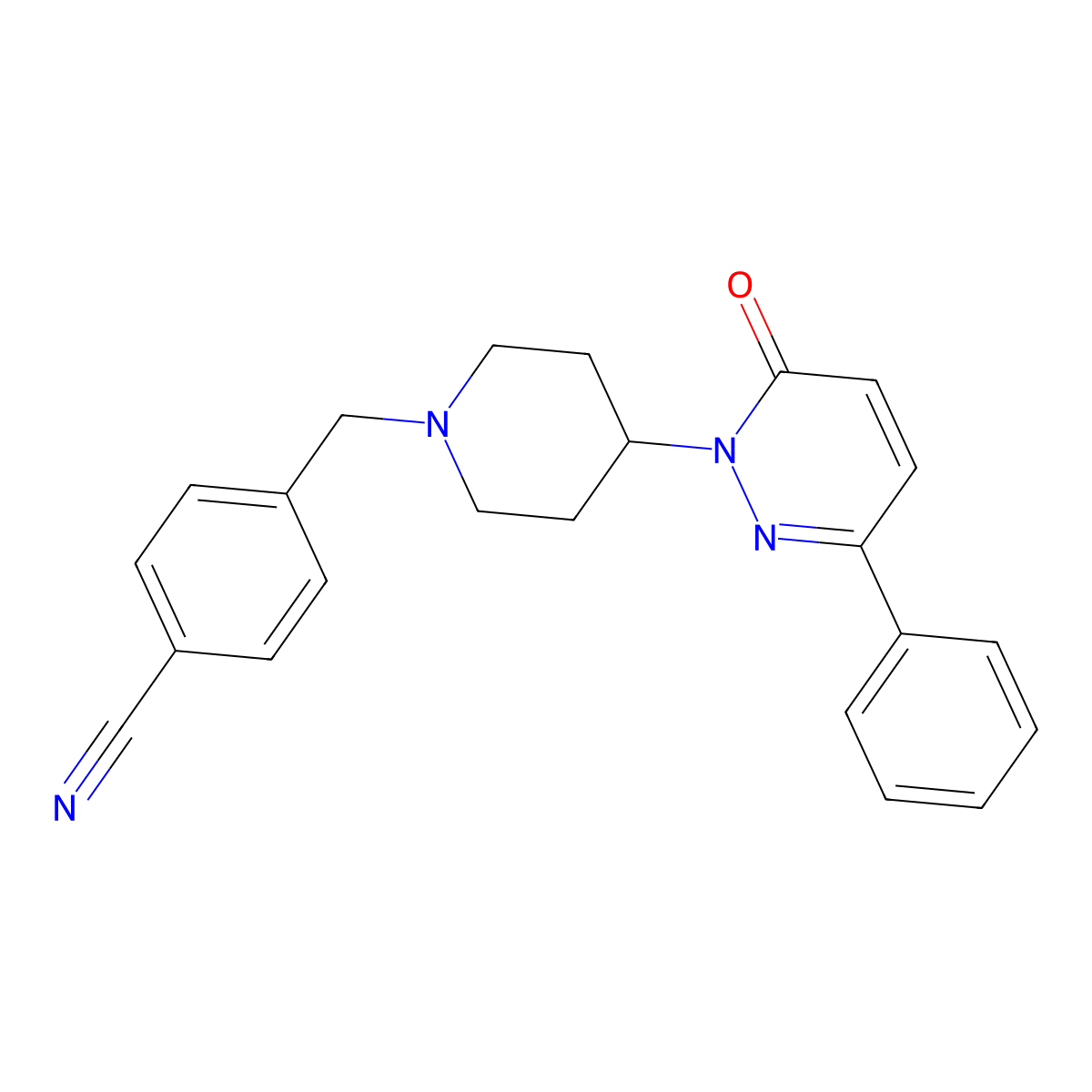 4-{[4-(6-Oxo-3-phenyl-1,6-dihydropyridazin-1-yl)piperidin-1-yl]methyl}benzonitrile molecular structure, CAS 2380060-51-3