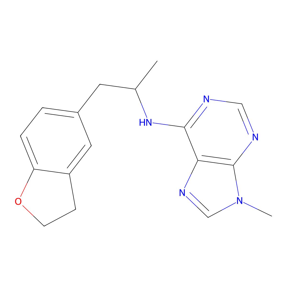 N-[1-(2,3-dihydro-1-benzofuran-5-yl)propan-2-yl]-9-methyl-9H-purin-6-amine molecular structure, CAS 2380060-52-4