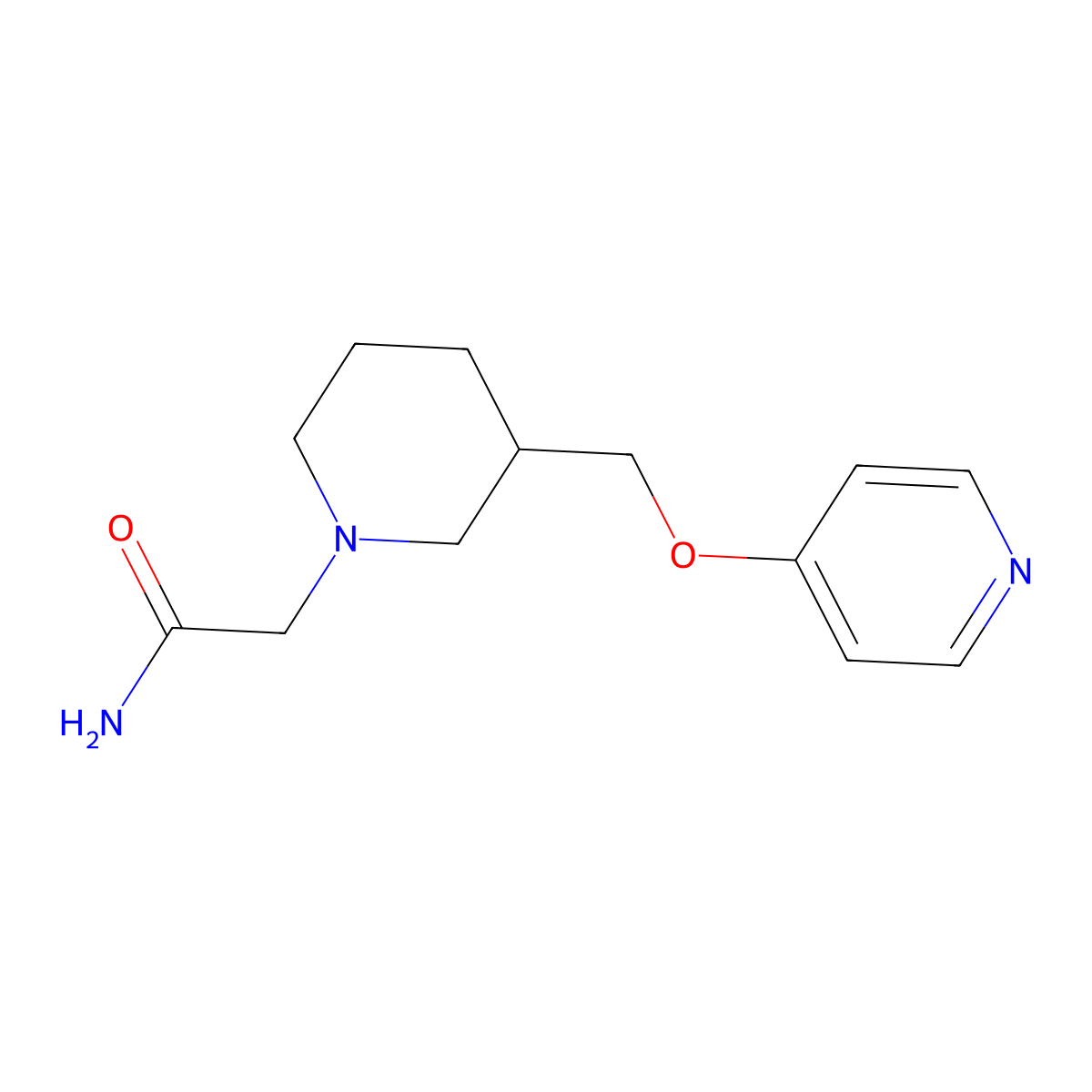 2-{3-[(Pyridin-4-yloxy)methyl]piperidin-1-yl}acetamide molecular structure, CAS 2380060-59-1