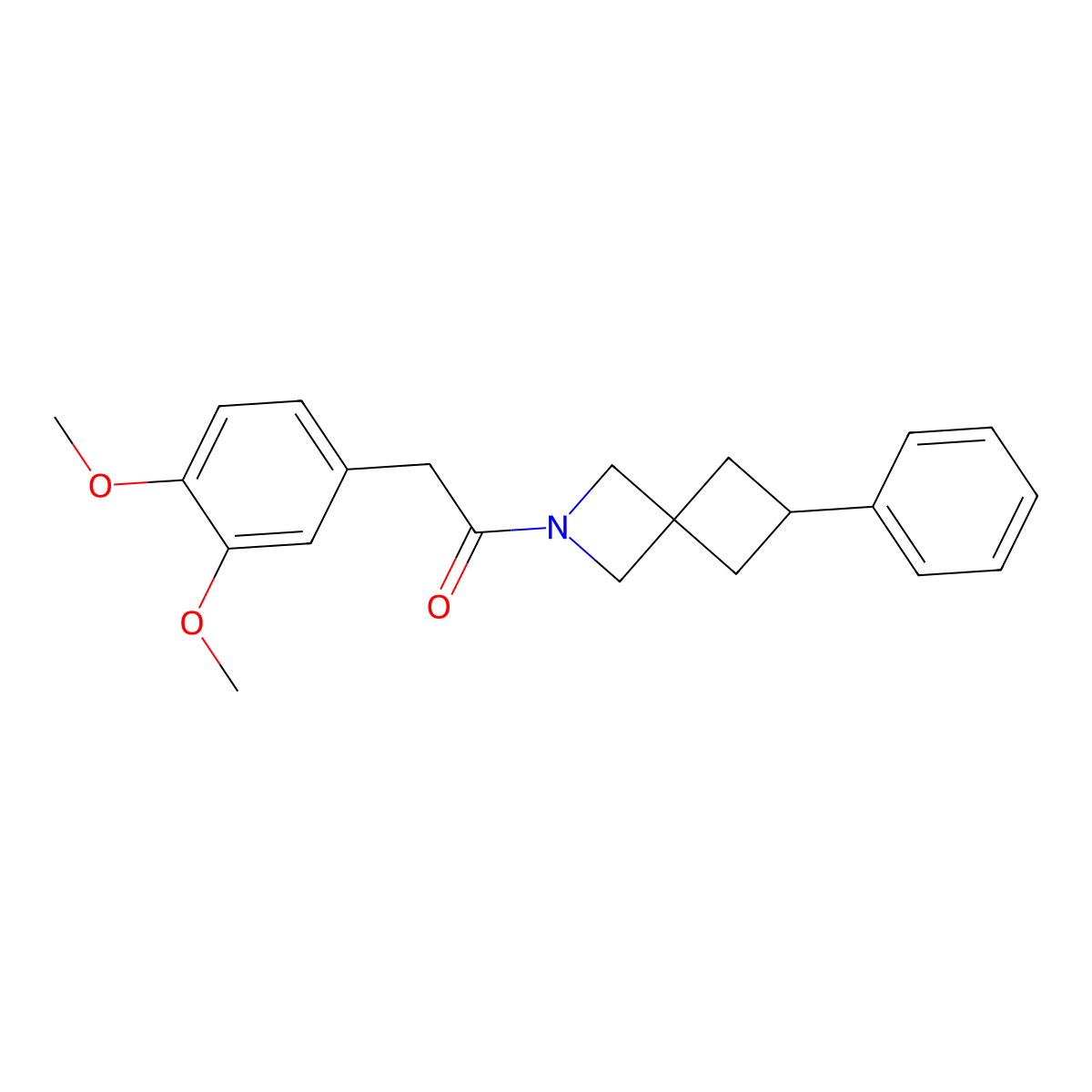 2-(3,4-Dimethoxyphenyl)-1-{6-phenyl-2-azaspiro[3.3]heptan-2-yl}ethan-1-one molecular structure, CAS 2380060-61-5