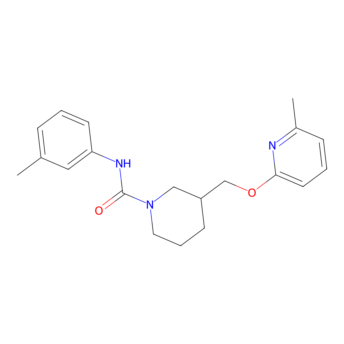 N-(3-methylphenyl)-3-{[(6-methylpyridin-2-yl)oxy]methyl}piperidine-1-carboxamide molecular structure, CAS 2380060-63-7
