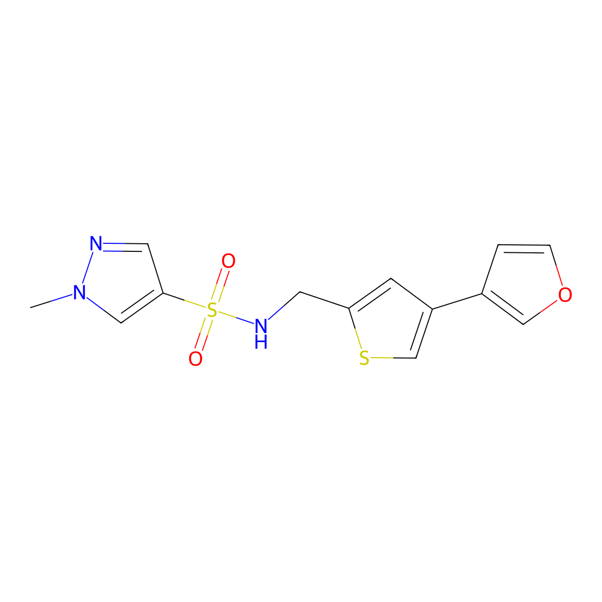 N-{[4-(furan-3-yl)thiophen-2-yl]methyl}-1-methyl-1H-pyrazole-4-sulfonamide molecular structure, CAS 2380060-64-8