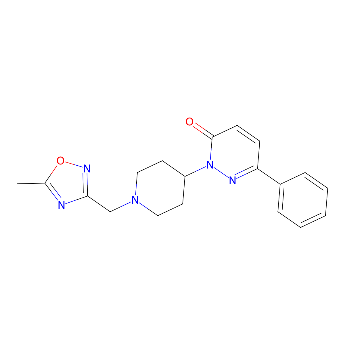2-{1-[(5-Methyl-1,2,4-oxadiazol-3-yl)methyl]piperidin-4-yl}-6-phenyl-2,3-dihydropyridazin-3-one molecular structure, CAS 2380060-70-6