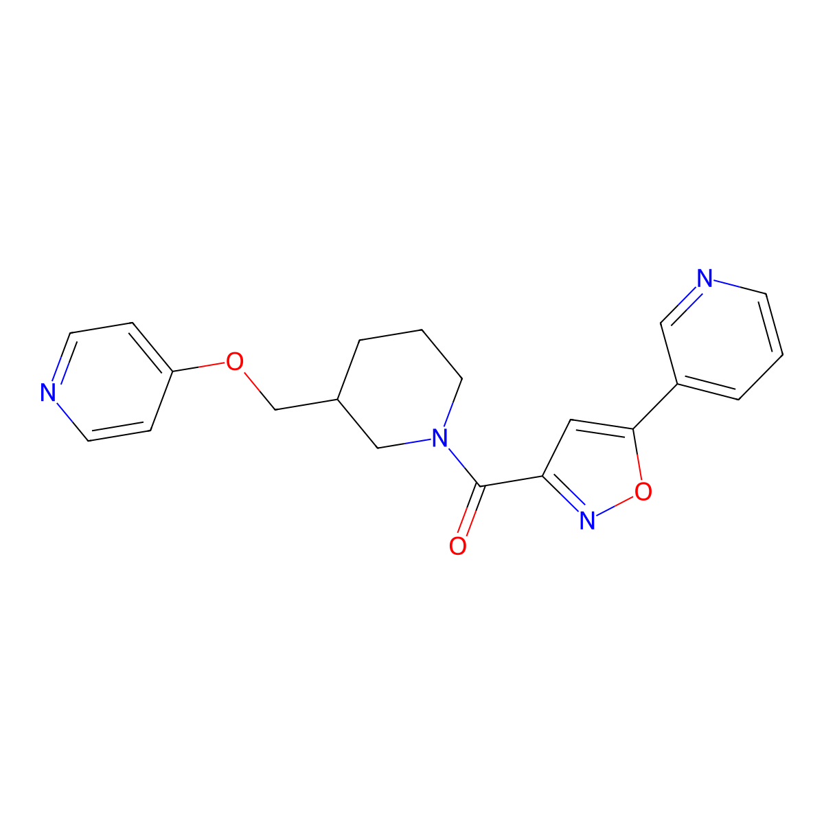 3-(3-{3-[(Pyridin-4-yloxy)methyl]piperidine-1-carbonyl}-1,2-oxazol-5-yl)pyridine molecular structure, CAS 2380060-72-8