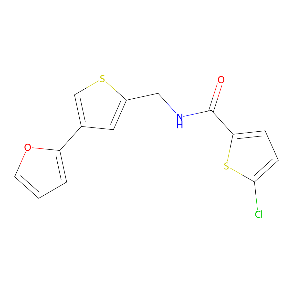 5-chloro-N-{[4-(furan-2-yl)thiophen-2-yl]methyl}thiophene-2-carboxamide molecular structure, CAS 2380060-75-1
