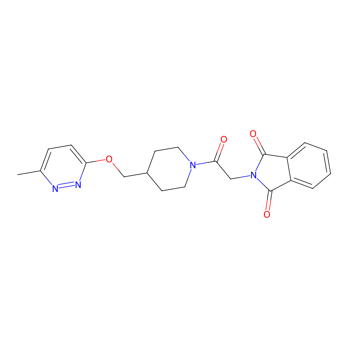 2-[2-(4-{[(6-methylpyridazin-3-yl)oxy]methyl}piperidin-1-yl)-2-oxoethyl]-2,3-dihydro-1H-isoindole-1,3-dione molecular structure, CAS 2380060-77-3