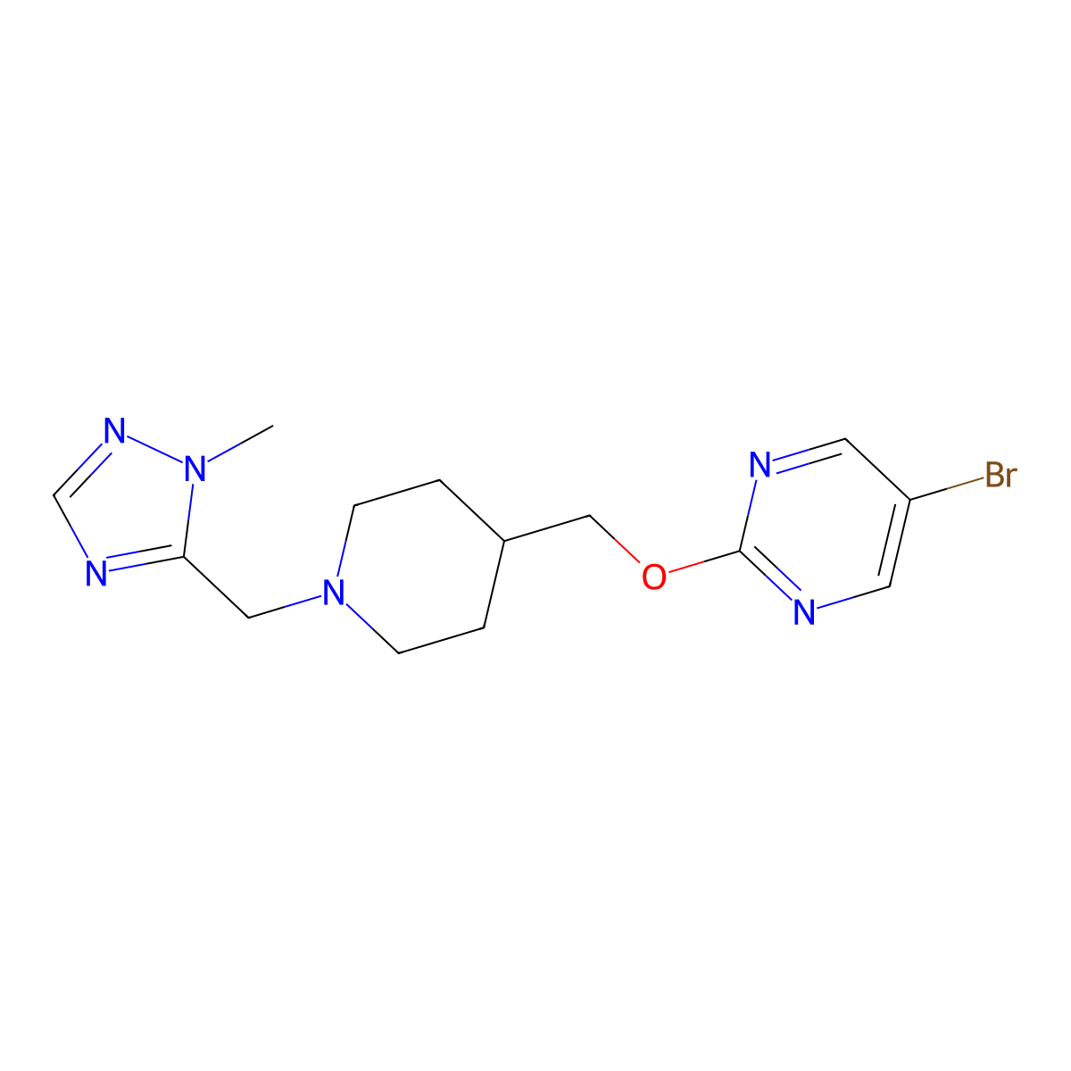 5-bromo-2-({1-[(1-methyl-1H-1,2,4-triazol-5-yl)methyl]piperidin-4-yl}methoxy)pyrimidine molecular structure, CAS 2380060-84-2