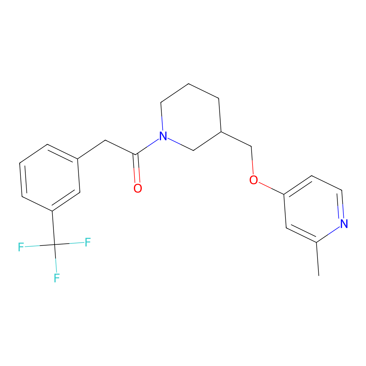1-(3-{[(2-Methylpyridin-4-yl)oxy]methyl}piperidin-1-yl)-2-[3-(trifluoromethyl)phenyl]ethan-1-one molecular structure, CAS 2380060-88-6